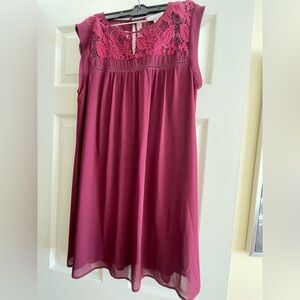 Speechless Burgundy Sleeveless Lace Top Shift Mini Dress - Size Large